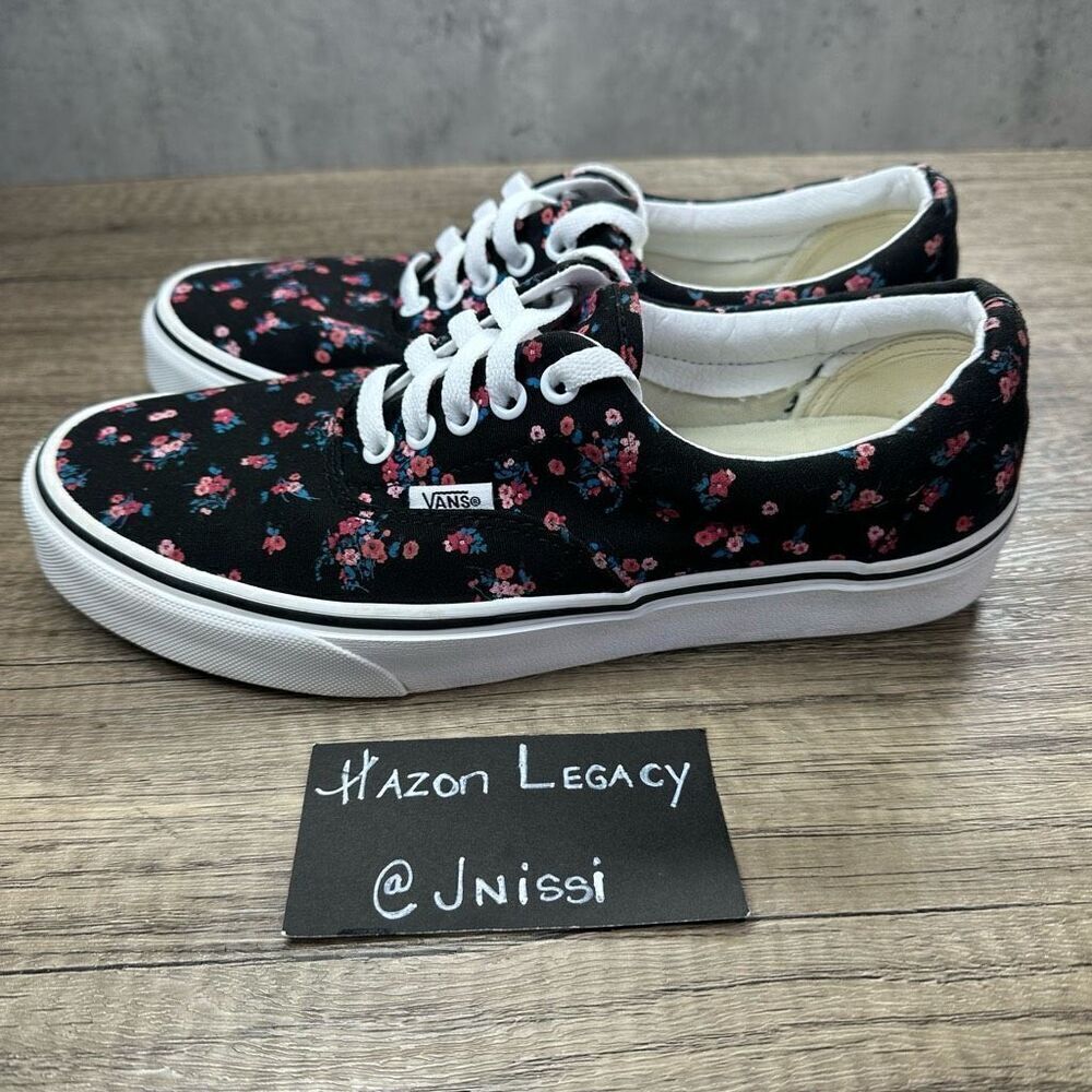 Vans~Women's~Era‎ Ditsy Floral Black Athletic Skate Shoes Sneakers~Size 9.5